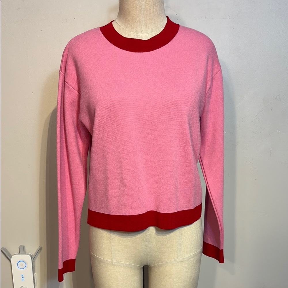 Pink and Red Women's Crew Neck Sweater by MNG